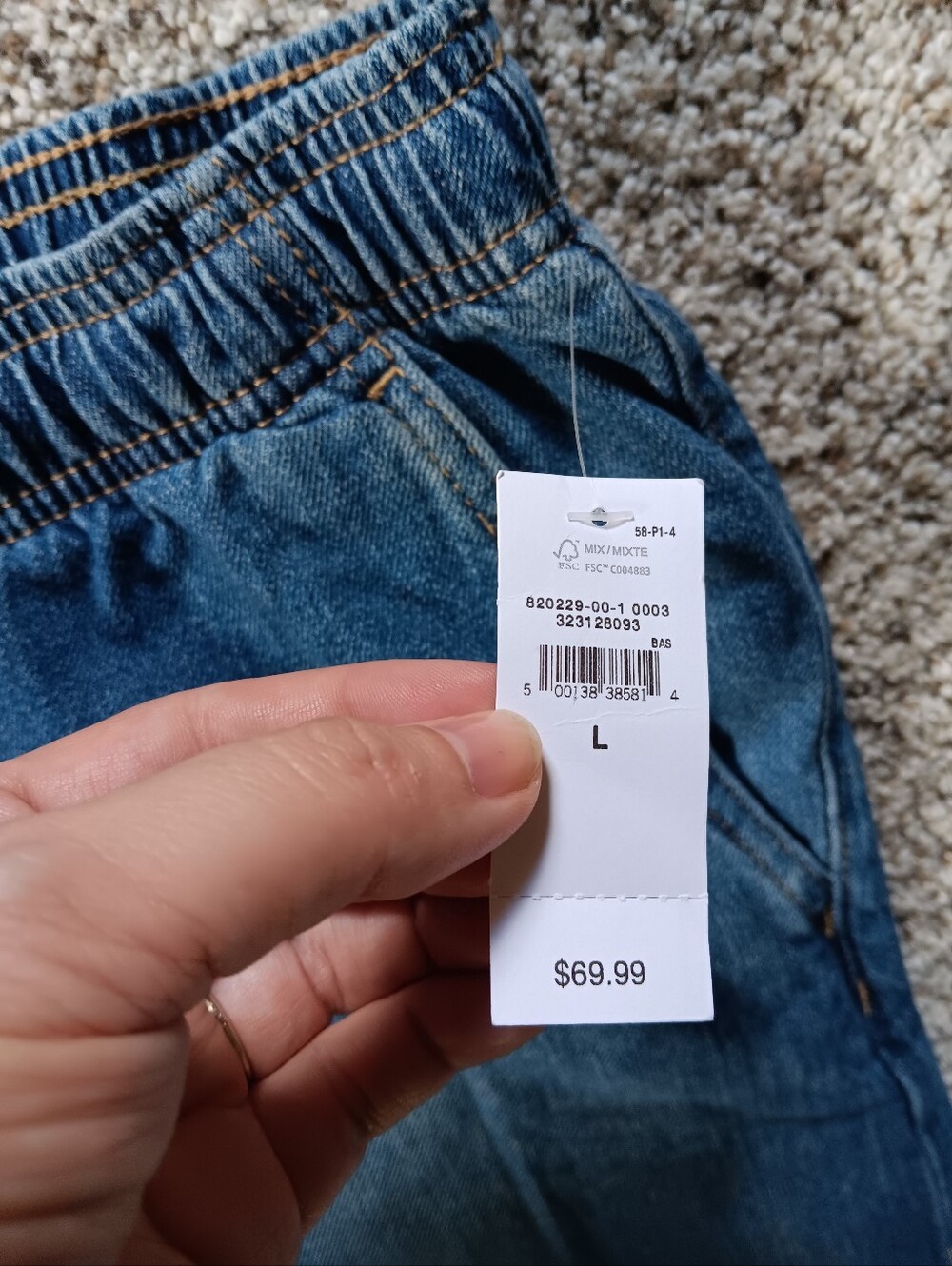 NWT GAP Wide Leg High Rise Elastic Drawstring Jeans Medium Blue Casual - Picture 4 of 5